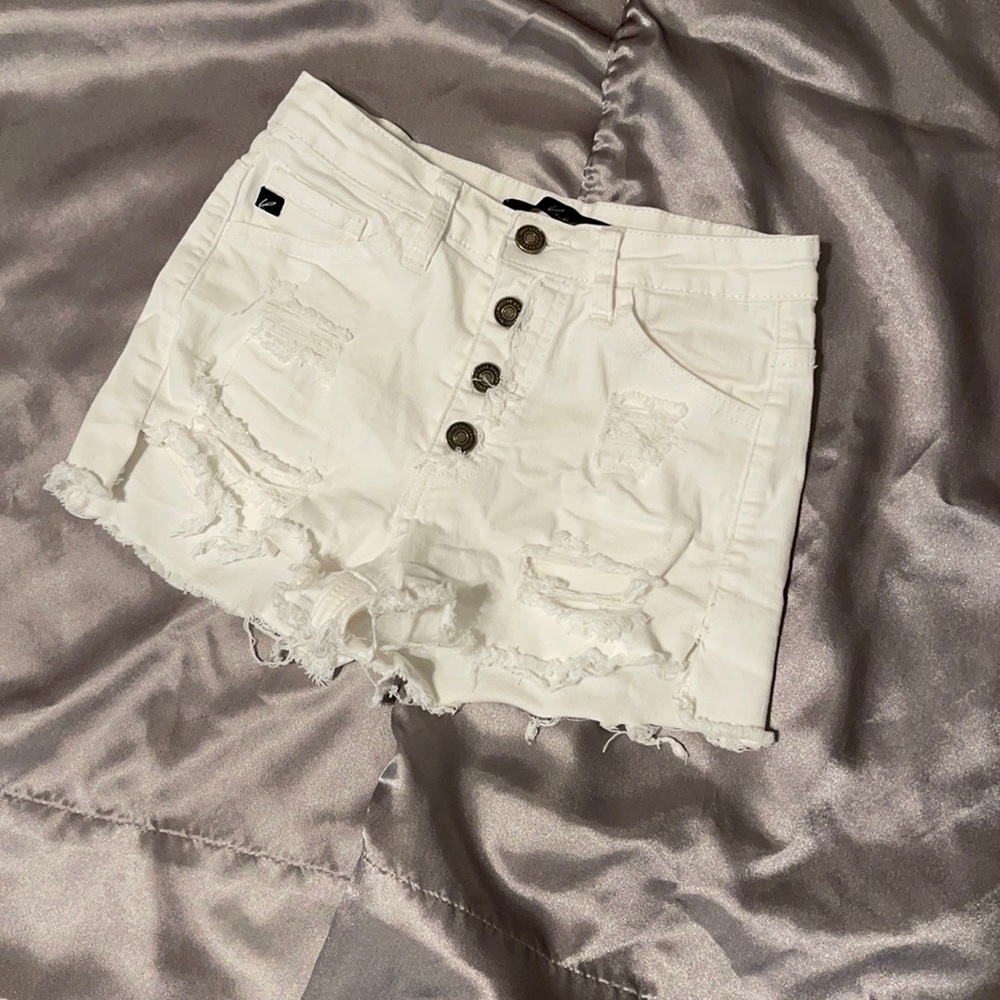 White Distressed shorts